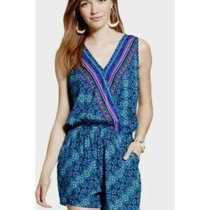Mossimo Supply Co. Turquoise Kaleidescope Romper, Bohemian, Size XL